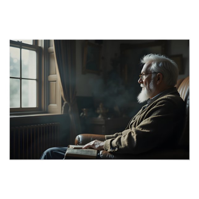 Ältere kontemplative Einsamkeit Poster (Vorderseite)