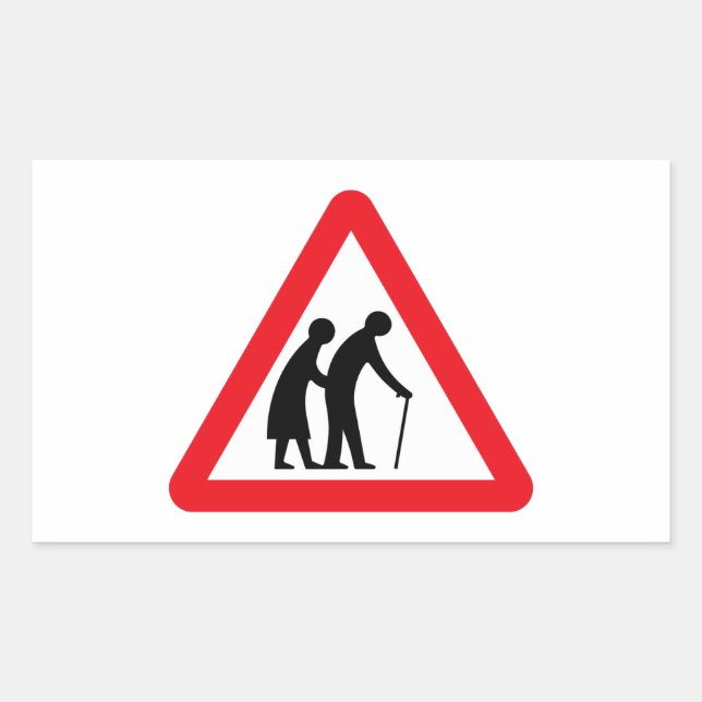 Ältere Menschen (1), Traffic Sign, UK Rechteckiger Aufkleber (Vorderseite)
