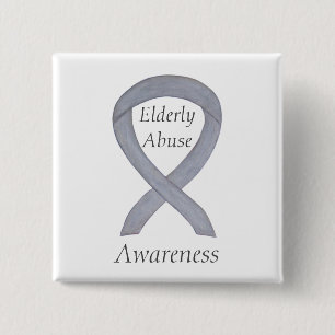 Ältere Missbrauch Bewusstsein Silver Ribbon Custom Button
