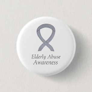 Ältere Missbrauch Bewusstsein Silver Ribbon Custom Button