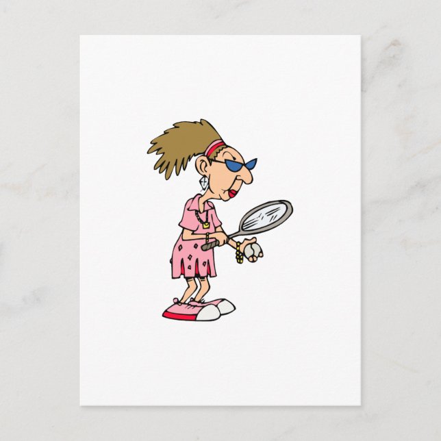 Ältere Tennis Lady Postkarte (Vorderseite)