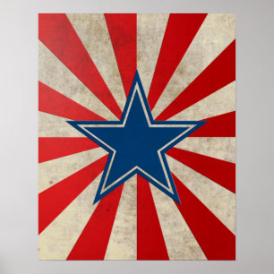 Ältere US Flagge - Rot, Weiß und Blau Poster