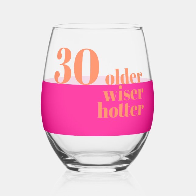 Ältere Weiser Hotter Pink und Orange 30. Weinglas Ohne Stiel (Vorderseite)