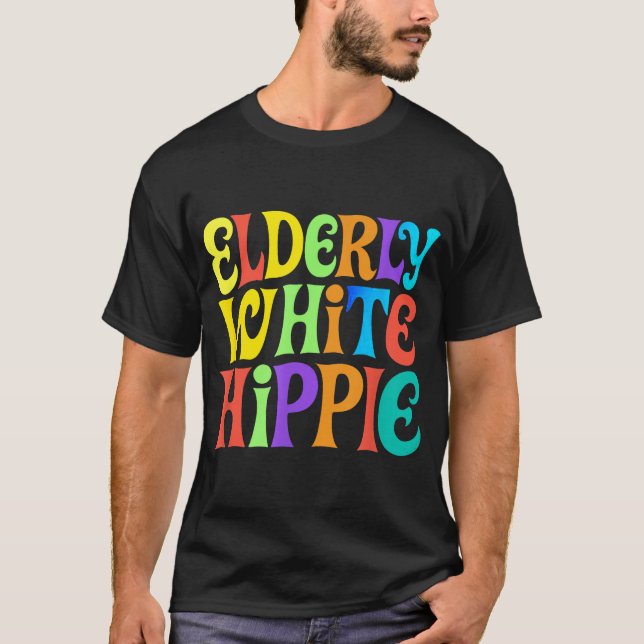 Ältere Weiße Hippie Trending T-Shirt (Vorderseite)