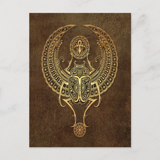Ältere Winged-Ägyptische Skarab-Käfer mit Ankh Bro Postkarte (Vorderseite)