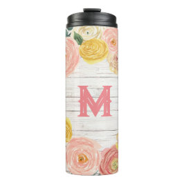 Ältere Wood Monogram Rose & Eukalyptus Wreath Thermosbecher