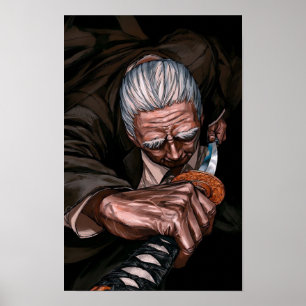 Älterer Krieger mit Schwert Poster