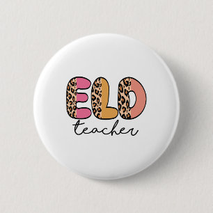 Älterer Lehrer Retro Leopard Ck Zur Schule  Button