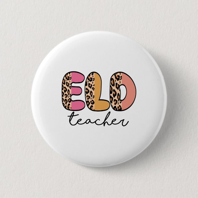 Älterer Lehrer Retro Leopard Ck Zur Schule  Button (Vorderseite)