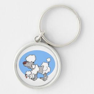 Älterer Poodle-Cartoon Schlüsselkette Schlüsselanhänger