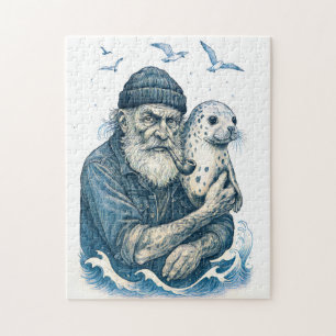 Älterer Seemann mit Robbe Puzzle