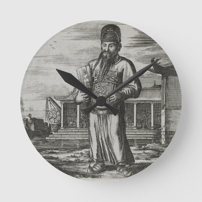 Älterer ziviler Bediensteter, der Steuern, Runde Wanduhr (Vorderseite)