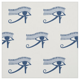 Älteres Auge des Horus Blau und Weiß Stoff