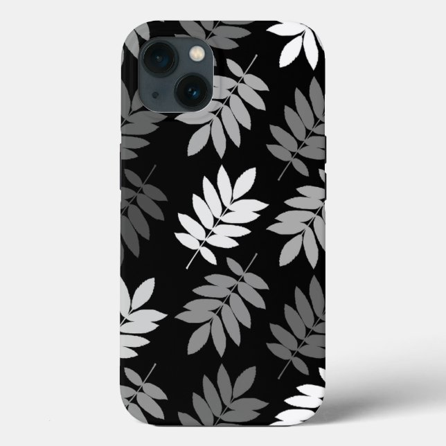 Älteres Blatt Lg Muster Schwarz Weiß Grau Case-Mate iPhone Hülle (Rückseite)