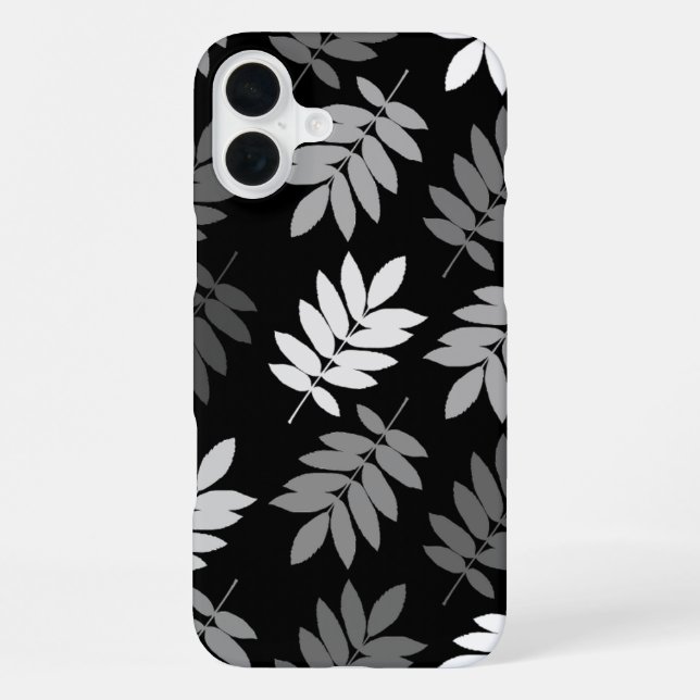 Älteres Blatt Lg Muster Schwarz Weiß Grau iPhone Hülle (Rückseite)