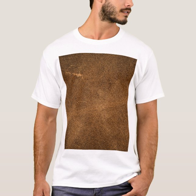 Älteres braunes Leder: klassische Textur T-Shirt (Vorderseite)