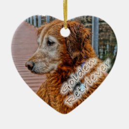 ÄLTERES GOLDEN RETRIEVER AUF DOCK KERAMIK ORNAMENT
