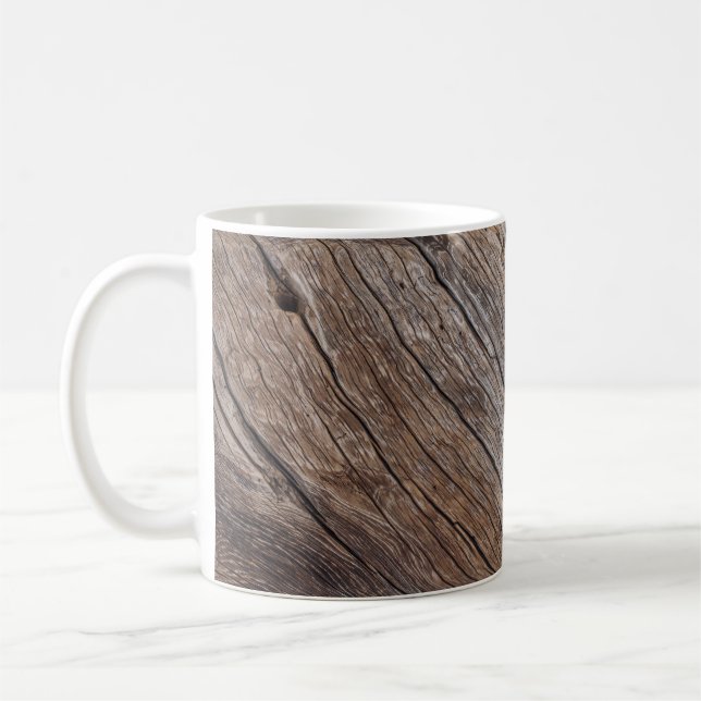 Älteres Holz: Rustikaler Texturhintergrund. Kaffeetasse (Links)