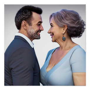 Älteres Paar Romantische Schnappschüsse in Liebe Poster
