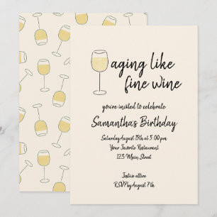 Älteres wie feines Weißweinglas Geburtstag Einladung