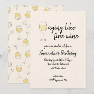 Älteres wie feines Weißweinglas Geburtstag Einladung