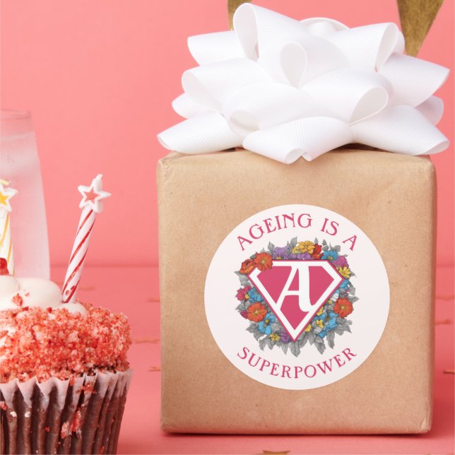 Altern ist ein Geburtstag der Supermacht Runder Aufkleber (Party)