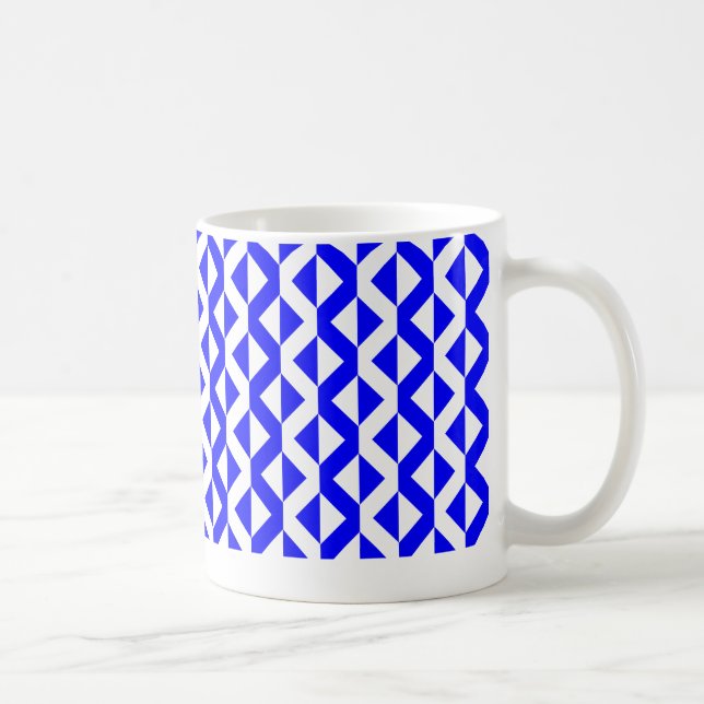 Alternate ZigZags - Blau und Weiß Kaffeetasse (Rechts)