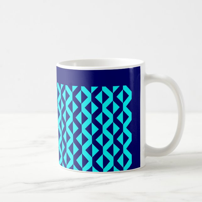 Alternate ZigZags - Cyan and Deep Navy Kaffeetasse (Rechts)