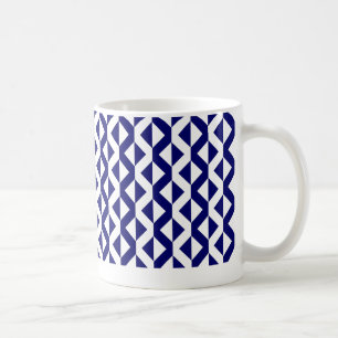 Alternate ZigZags - Deep Navy Blue und White Kaffeetasse