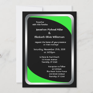 Alternative Black mit Neon Green Wedding Einladung