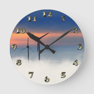 Alternative Energie - Windenergie in den Wolken - Runde Wanduhr