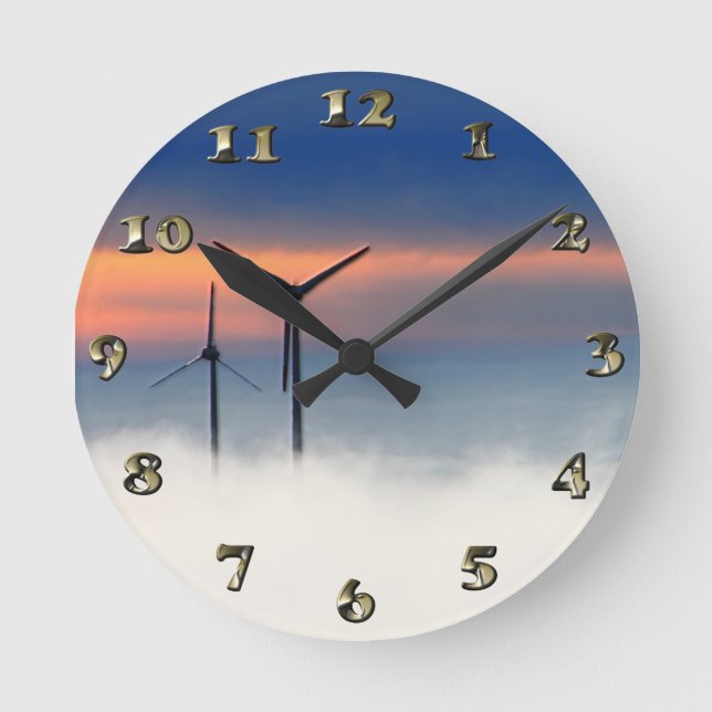 Alternative Energie - Windenergie in den Wolken -  Runde Wanduhr (Vorderseite)