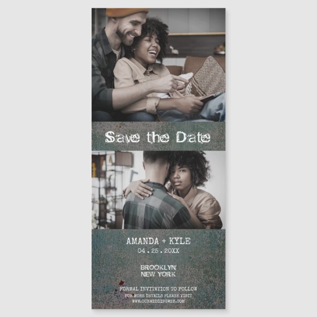 Alternative Engaged Hipster Couple Grunge Texture Magnetkarte (Vorderseite)