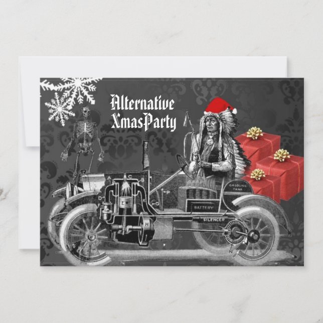 Alternative gotische    SteampunkWeihnachten Einladung (Vorderseite)