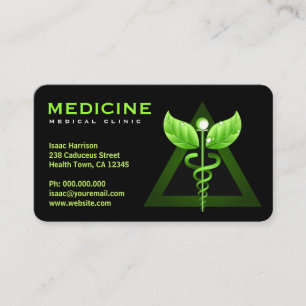 Alternative Medicine Green Caduceus Black Bizcards Visitenkarte