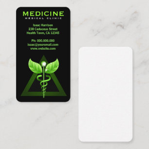 Alternative Medicine Green Caduceus Black Vertical Visitenkarte