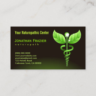 Alternative Medizin Naturopath Green Caduceus Visitenkarte