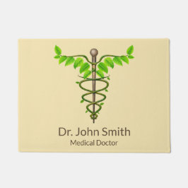 Alternative medizinische Caduceus grüne Blätter Be Fußmatte