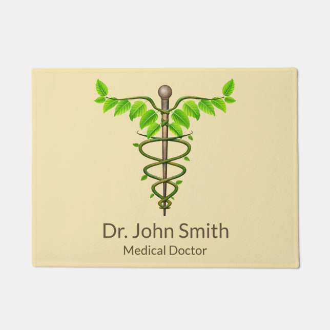 Alternative medizinische Caduceus grüne Blätter Be Fußmatte (Vorderseite)