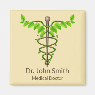 Alternative medizinische Caduceus grüne Blätter Be Magnet