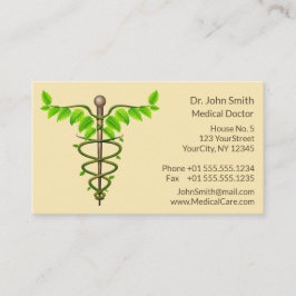 Alternative medizinische Caduceus grüne Blätter Be Terminkarte