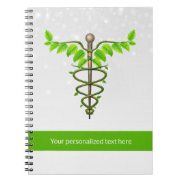 Alternative medizinische Caduceus grüne Blätter We Notizblock