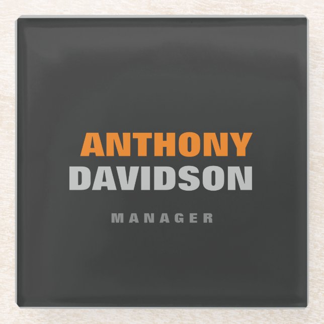 Alternative perfekte Größe Grau Orange fett Text Glasuntersetzer (Vorderseite)