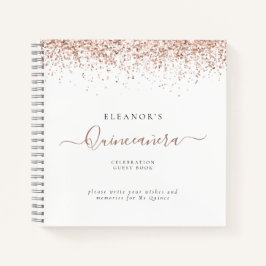 Alternative Rose Gold Glitzer Quinceañera Gästebuc Notizbuch