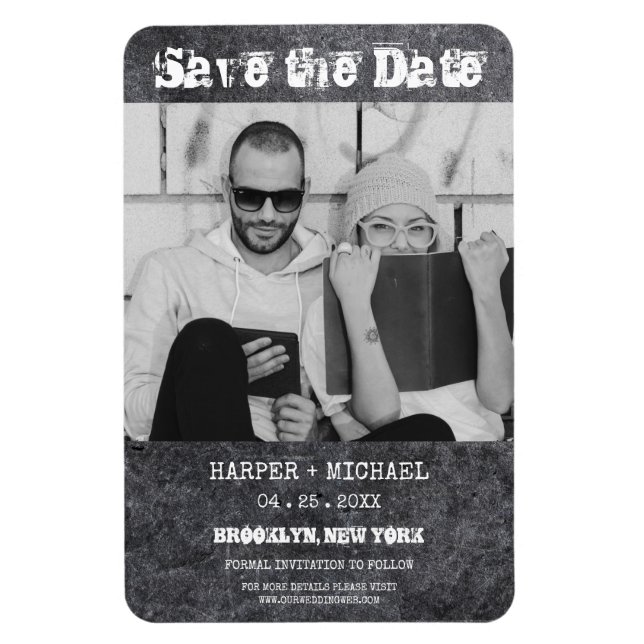 Alternative Verlobte Hipster Couple Dirty Metal Magnet (Vertikal)