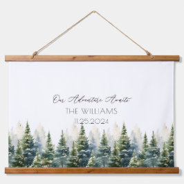 Alternative Wedding Guest Green Book Pine Trees Wandteppich Mit Holzrahmen