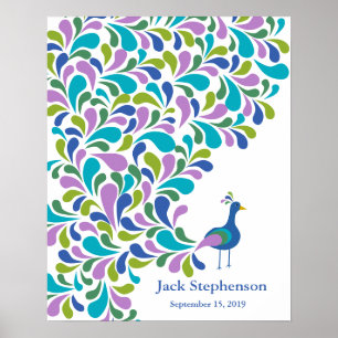 Alternatives Gästebuch für Babyparty Pfau