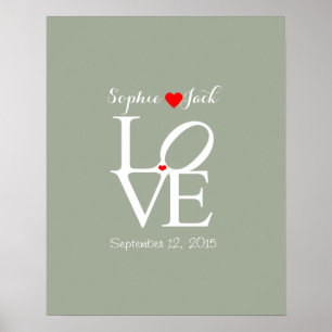 Alternatives Hochzeitsgästebuch LOVE Farbe wählbar Poster