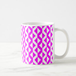 Alternierende Zickzacklinien - Magenta und Weiß Kaffeetasse