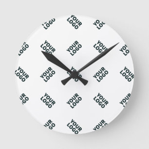 Alternierendes Geschäftslogo oder Bildmuster Wei Runde Wanduhr